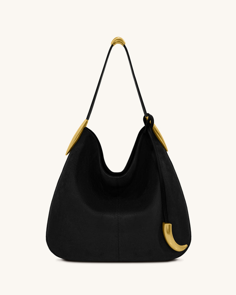 Nina Metal Charm Hobo Bag - Black