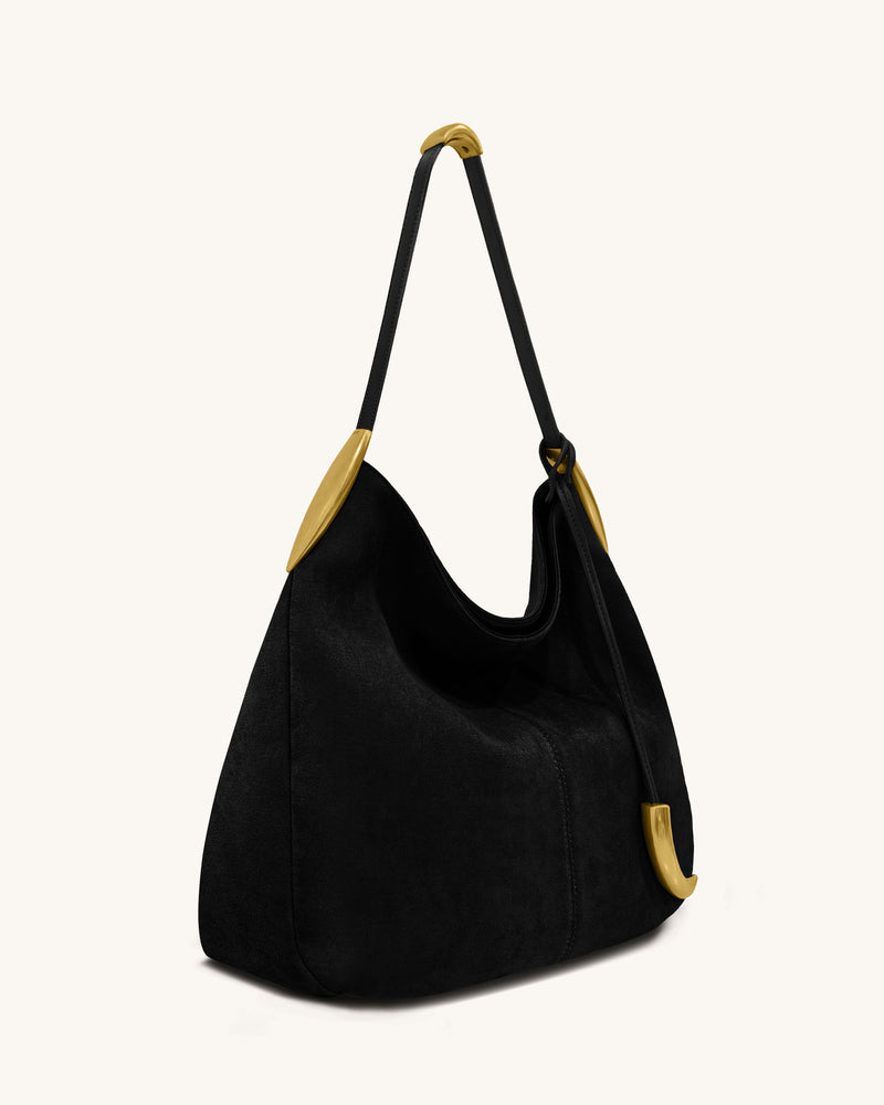 Nina Metal Charm Hobo Bag - Black